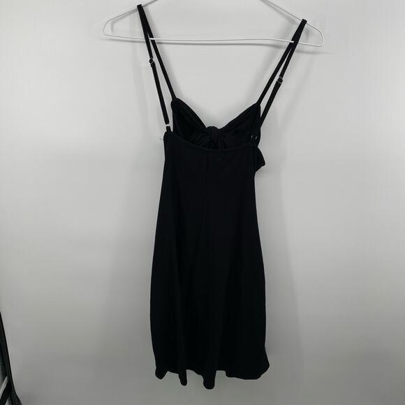 Wild Honey Black Bows Front Cut Outs Ribbed Mini Dress Little Black Dress Size L - Picture 8 of 11